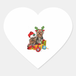 Funny Yorkshire Terrier Kerstmis Hart Sticker
