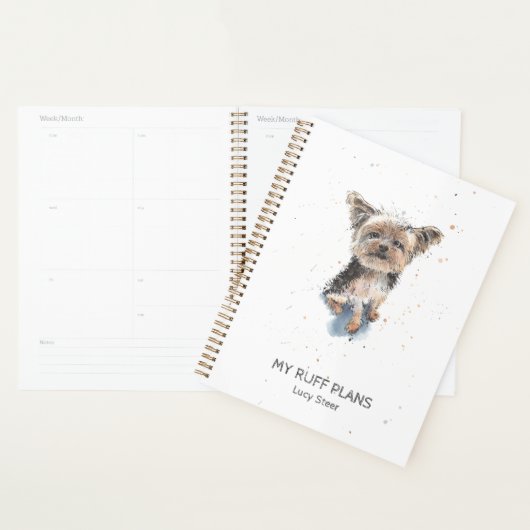 Funny Yorkshire Terrier waterverf gepersonaliseerd Planner (Display)