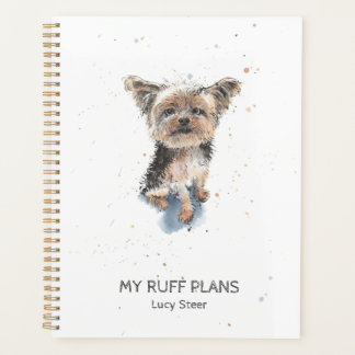 Funny Yorkshire Terrier waterverf gepersonaliseerd Planner