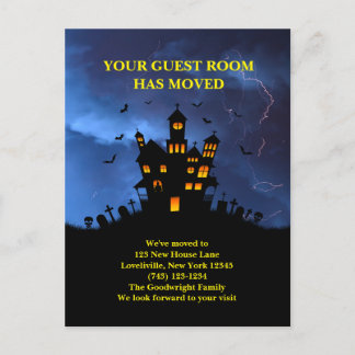 Funny Your Guest Room Moved to Haunted House Aankondigingskaart