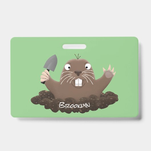 Funny zakgopher digging cartoon illustratie badge (Voorzijde)