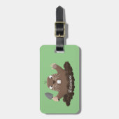 Funny zakgopher digging cartoon illustratie bagagelabel (Voorkant verticaal)