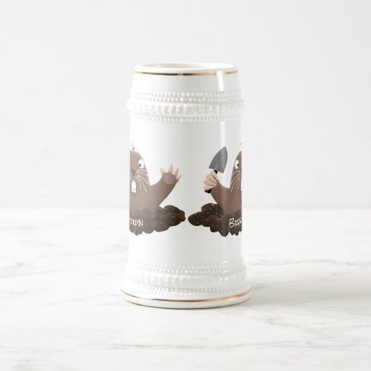 Funny zakgopher digging cartoon illustratie bierpul (Center)