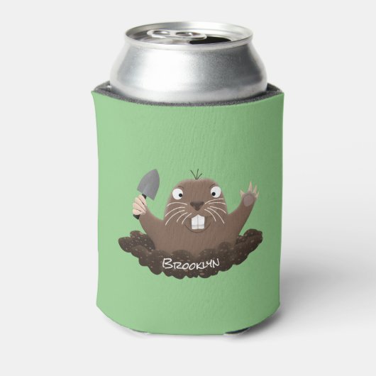 Funny zakgopher digging cartoon illustratie blikjeskoeler (Blikje Achterkant)