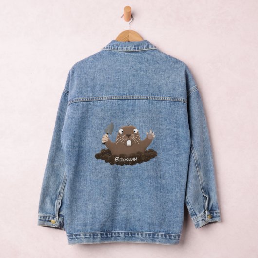 Funny zakgopher digging cartoon illustratie denim jacket (Hangar)