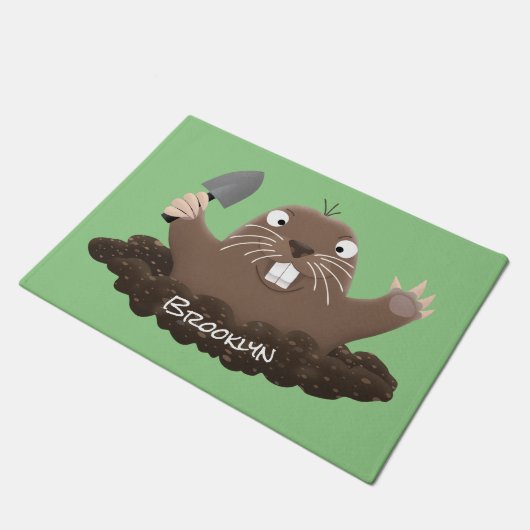 Funny zakgopher digging cartoon illustratie deurmat (Schuin)