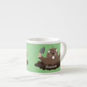 Funny zakgopher digging cartoon illustratie espresso kop (Voorkant rechts)