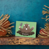 Funny zakgopher digging cartoon illustratie fotoplaat (Zijkant)