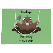 Funny zakgopher digging cartoon illustratie groot cadeauzakje (Voorkant)