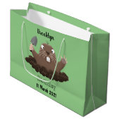 Funny zakgopher digging cartoon illustratie groot cadeauzakje (Voorkant Gekanteld)