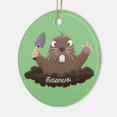 Funny zakgopher digging cartoon illustratie keramisch ornament (Links)