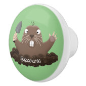 Funny zakgopher digging cartoon illustratie keramische knop (Rechts)
