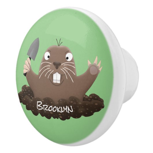 Funny zakgopher digging cartoon illustratie keramische knop (Rechts)