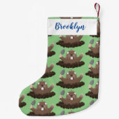 Funny zakgopher digging cartoon illustratie kleine kerstsok (Achterkant)