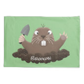 Funny zakgopher digging cartoon illustratie kussensloop (Achterkant)