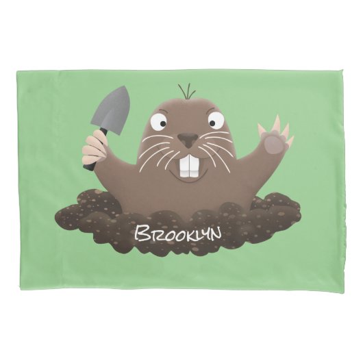 Funny zakgopher digging cartoon illustratie kussensloop (Voorkant)
