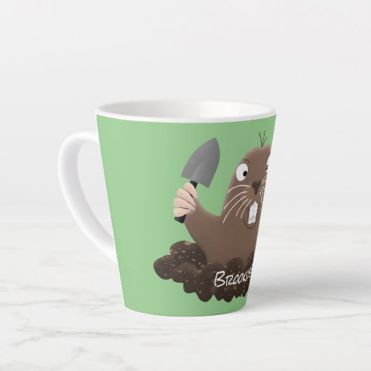Funny zakgopher digging cartoon illustratie latte mok (Linkerhoek)