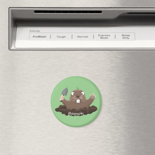 Funny zakgopher digging cartoon illustratie magneet (Insitu (Vaatwasser))