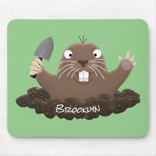 Funny zakgopher digging cartoon illustratie muismat (Voorkant)