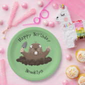 Funny zakgopher digging cartoon illustratie papieren bordje (Feest)