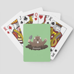 Funny zakgopher digging cartoon illustratie pokerkaarten