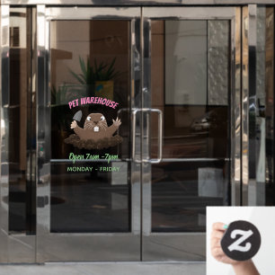 Funny zakgopher digging cartoon illustratie raamsticker
