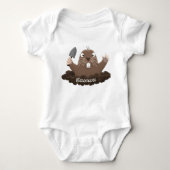 Funny zakgopher digging cartoon illustratie romper (Voorkant)