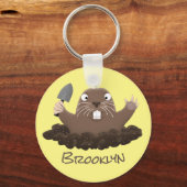Funny zakgopher digging cartoon illustratie sleutelhanger (Voorkant)