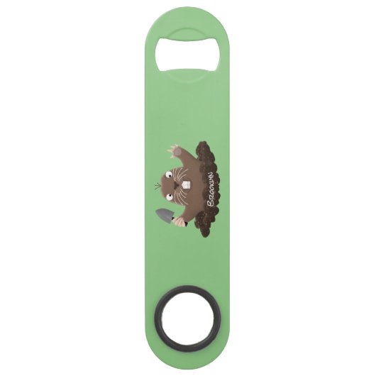 Funny zakgopher digging cartoon illustratie speed flessenopener (Achterkant)