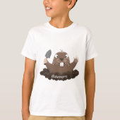 Funny zakgopher digging cartoon illustratie t-shirt (Voorkant)