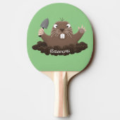 Funny zakgopher digging cartoon illustratie tafeltennisbatje (Achterkant)