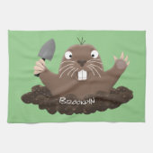 Funny zakgopher digging cartoon illustratie theedoek (Horizontaal)