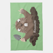Funny zakgopher digging cartoon illustratie theedoek (Verticaal)