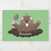 Funny zakgopher digging cartoon illustratie voedselcontainer etiket (Enkel label)