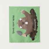 Funny zakgopher digging cartoon illustratie wandkleed (Voorkant)