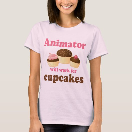 Funny zal werken voor Cupcakes Animator T-shirt (Voorkant)