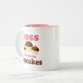 Funny zal werken voor Cupcakes Boss Tweekleurige Koffiemok (Voorkant links)