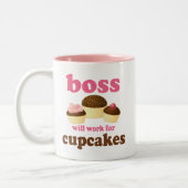 Funny zal werken voor Cupcakes Boss Tweekleurige Koffiemok (Links)