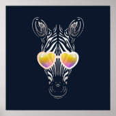 Funny Zebra | Avec Impression murale de lunettes d (Devant)