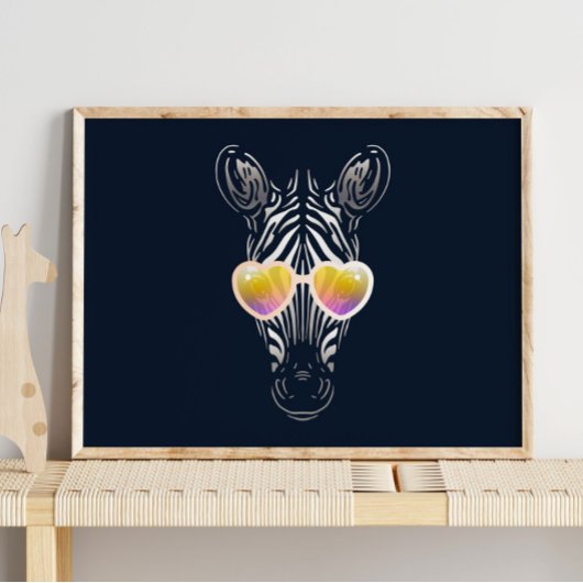Funny Zebra | Avec Impression murale de lunettes d