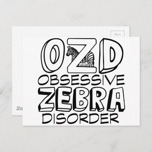 Funny Zebra Briefkaart (Voorkant / Achterkant)