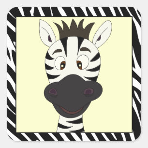 Funny zebra cartoon kinderen vierkante sticker