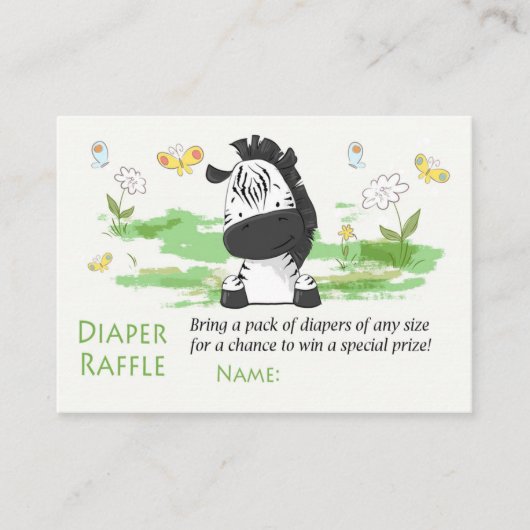 Funny Zebra Diaper Raffle Tickets (Voorkant)