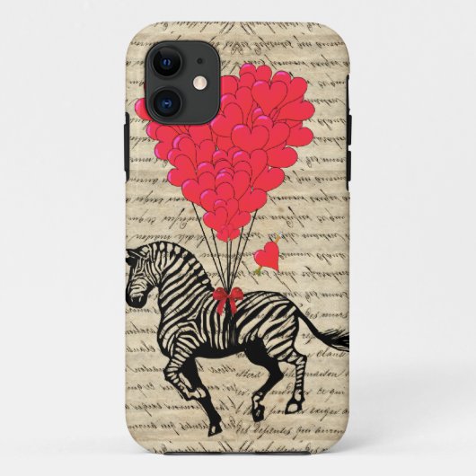 Funny zebra- en hartballonnen Case-Mate iPhone case (Achterkant)
