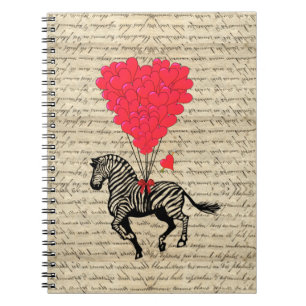 Funny  zebra- en hartballonnen notitieboek