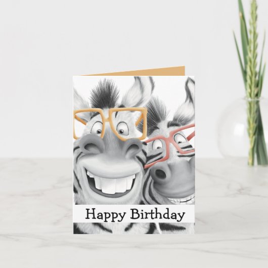 Funny Zebra Glasses Carte Anniversaire (Devant)