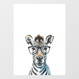 Funny Zebra Het dragen van een bril Raamsticker