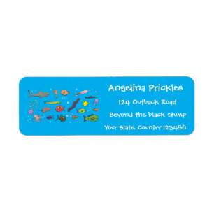 Funny zee createert cartoon illustratiepatroon etiket