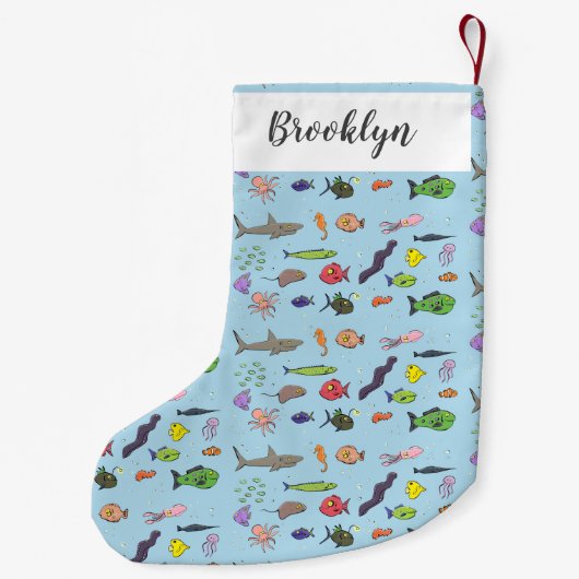 Funny zee createert cartoon illustratiepatroon kleine kerstsok (Achterkant)