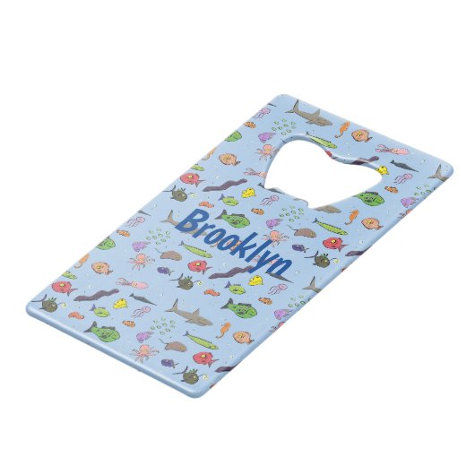 Funny zee createert cartoon illustratiepatroon kredietkaart flessenopener (Voorkant Gekanteld)